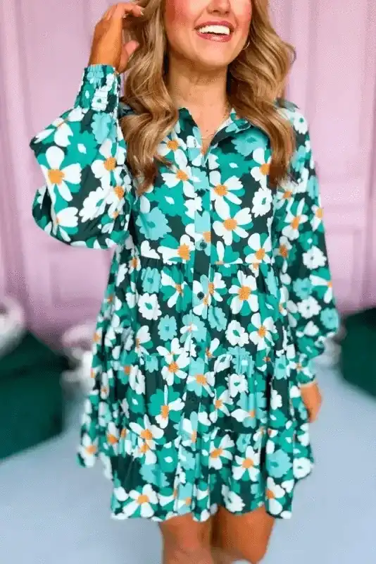 Floral Dresses Fleur Chic Frolic Shirt Dress