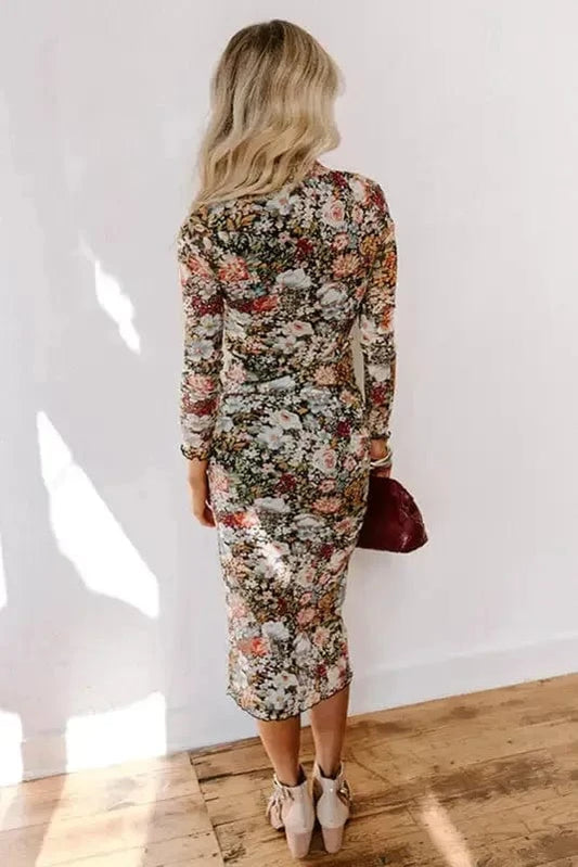 Floral Dresses Floral  Bodycon Midi Dress
