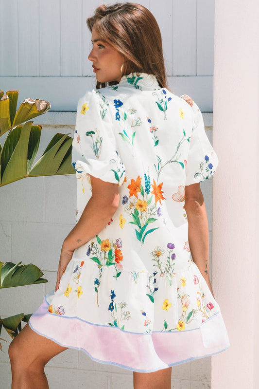 Floral Dresses Floral Fusion Puff Sleeve Dress