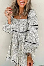 Floral Dresses Gray / S / 100%Polyester Blossom Elegance Mini Dress