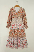 Floral Dresses Khaki / S / 100%Polyester Vintage Bloom Layered Dress