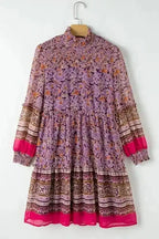 Floral Dresses Purple / S / 100%Polyester Autumn Bloom Mini Dress
