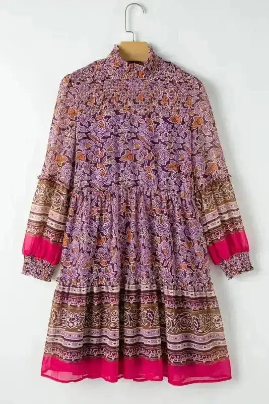 Floral Dresses Purple / S / 100%Polyester Autumn Bloom Mini Dress