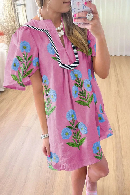 Floral Dresses Rose Floral Summer Mini Dress