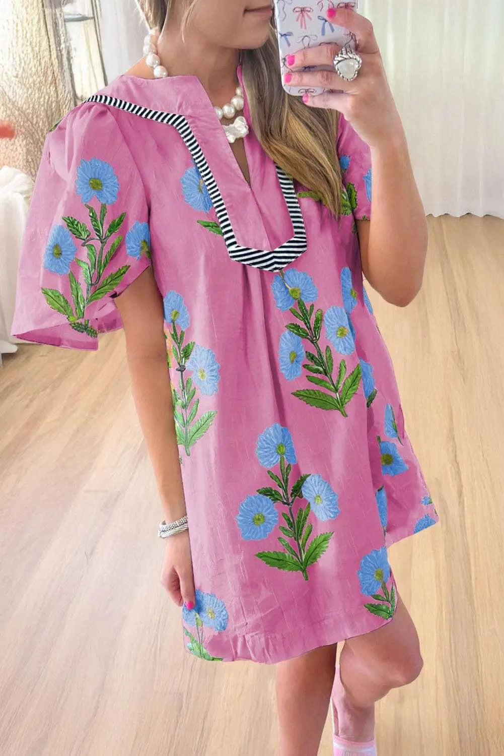 Floral Dresses Rose Floral Summer Mini Dress
