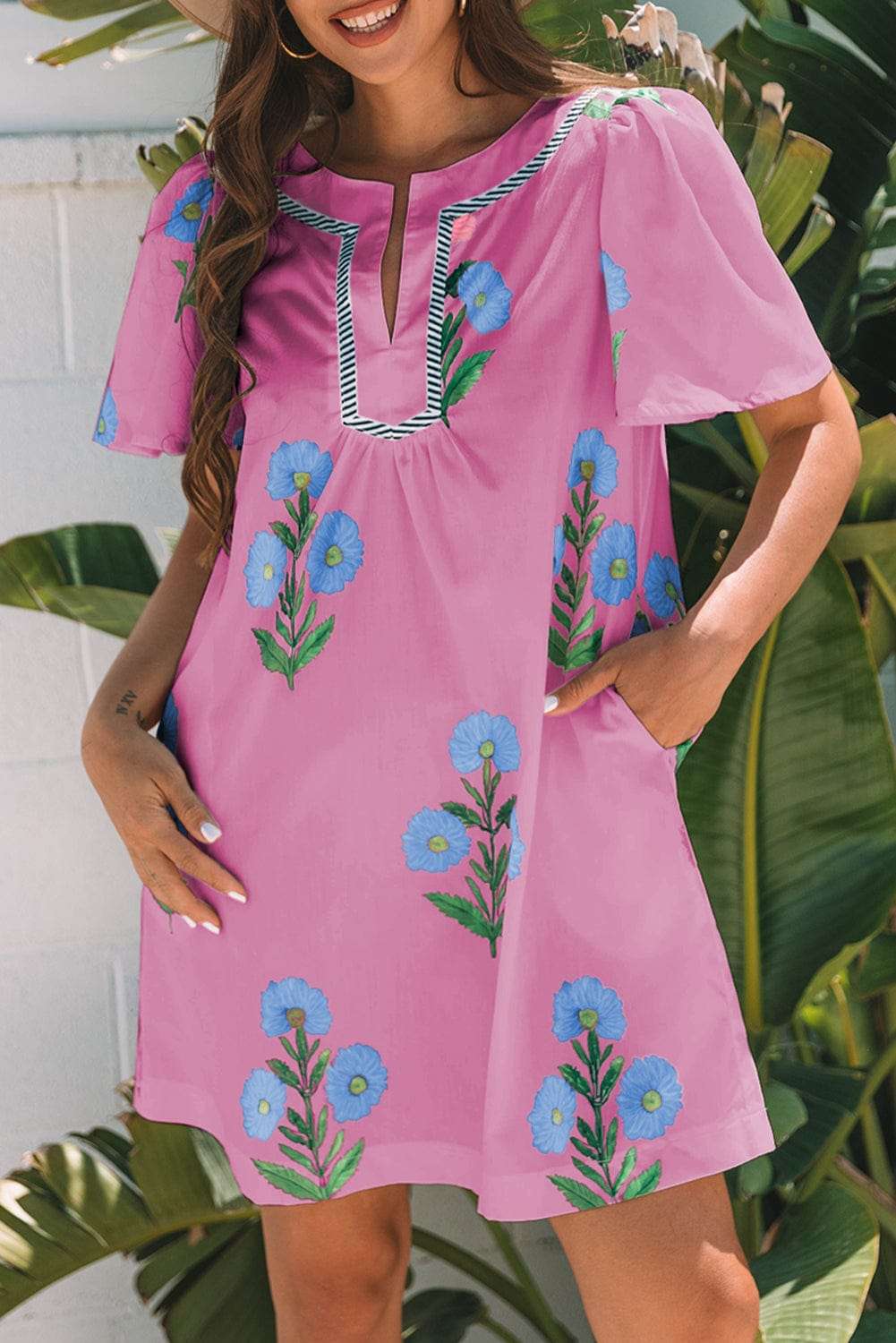 Floral Dresses Rose Floral Summer Mini Dress