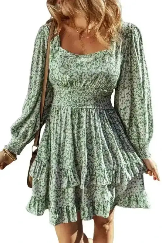 Floral Dresses Shirred Floral Mini Dress