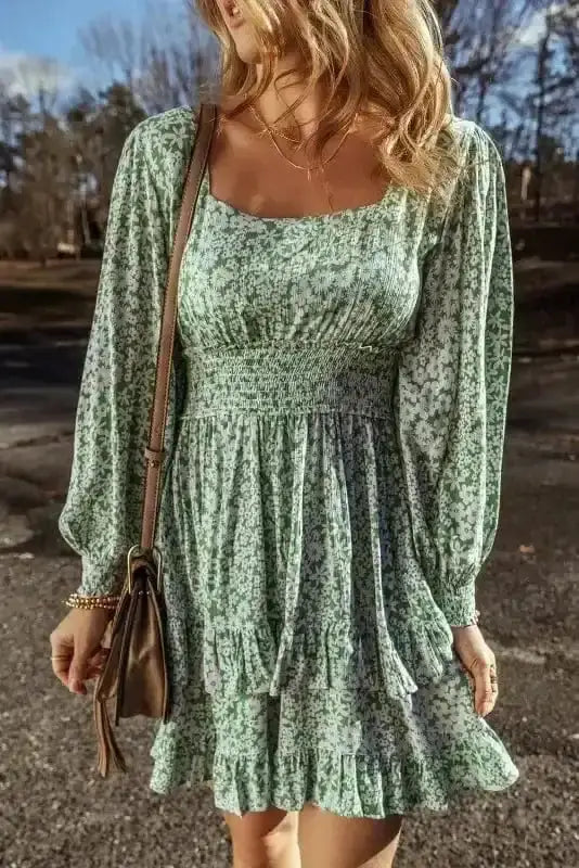 Floral Dresses Shirred Floral Mini Dress