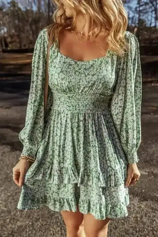 Floral Dresses Shirred Floral Mini Dress