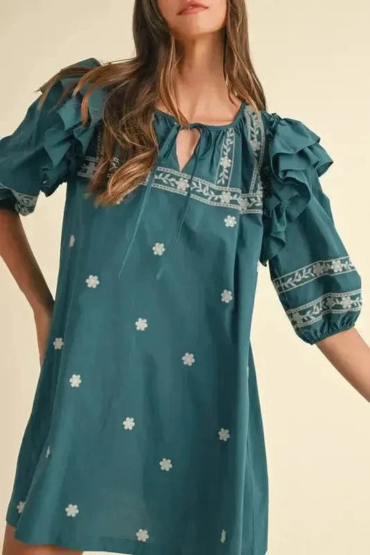Floral Dresses Skobeloff / S / 100%Polyester Skobeloff Boho Chic Mini Dress