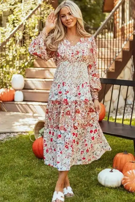 Floral Dresses Vintage Bloom Layered Dress
