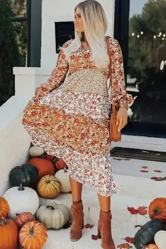 Floral Dresses Vintage Bloom Layered Dress