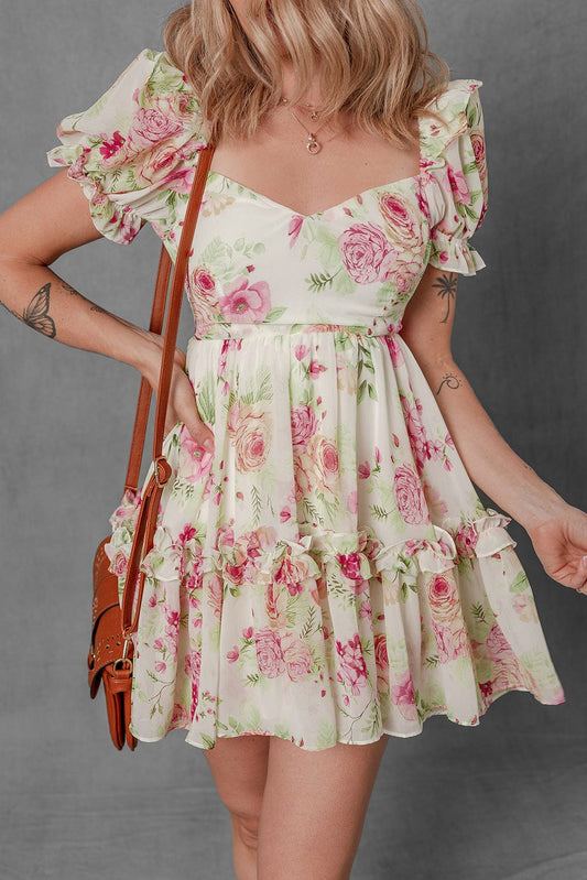 Floral Dresses White / S / 100%Polyester Fashionfitz Urban Petal Sweetheart Dress for Women