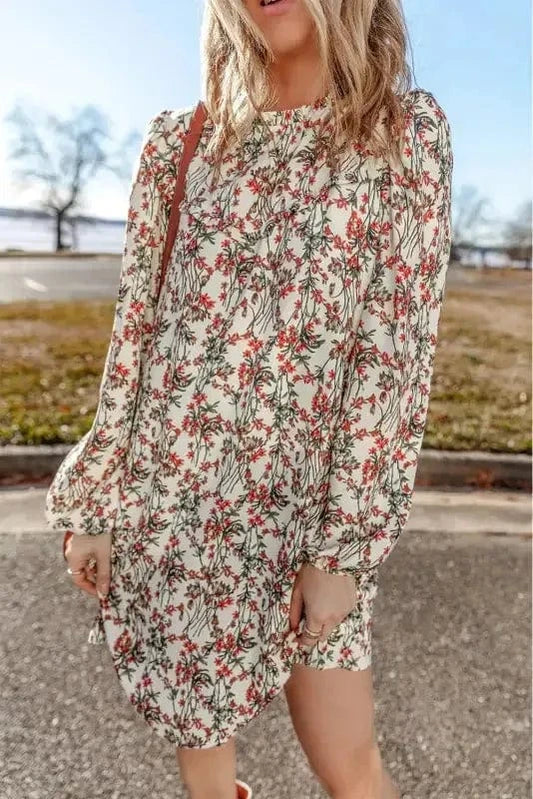 Floral Dresses White / S / 100%Polyester Lilies Luxe Mini Dress