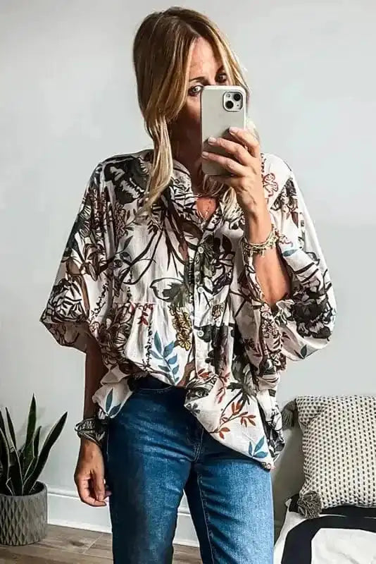 Floral Shirts Petal Puff Casual Shirt