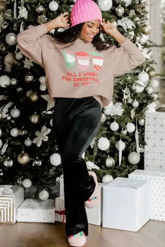 Graphic Orange Leopard Pumpkin Graphic Corded Sweatshirt