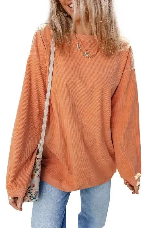 Graphic Orange Leopard Pumpkin Graphic Corded Sweatshirt