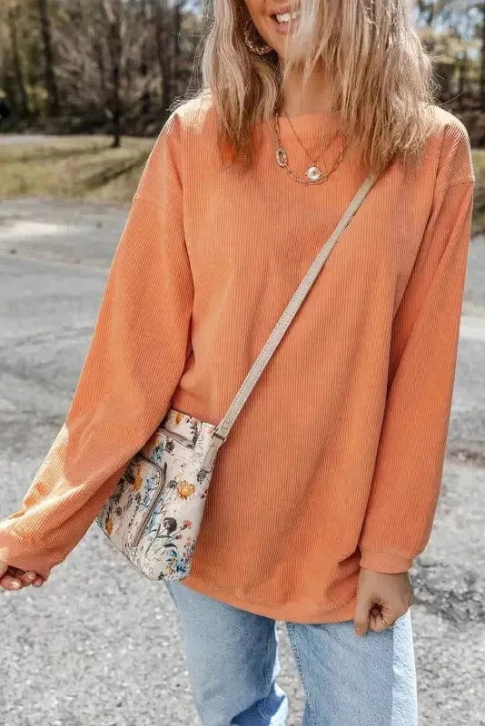 Graphic Orange Leopard Pumpkin Graphic Corded Sweatshirt
