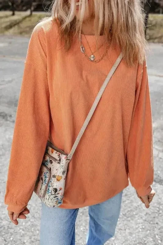 Graphic Orange Leopard Pumpkin Graphic Corded Sweatshirt