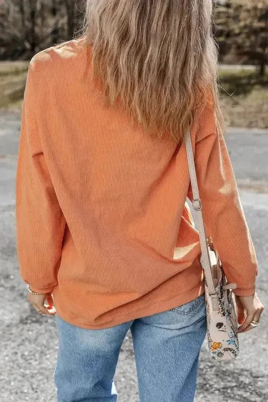 Graphic Orange Leopard Pumpkin Graphic Corded Sweatshirt