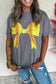 Graphic Tees Black Baseball Bowknot Graphic Casual Tee