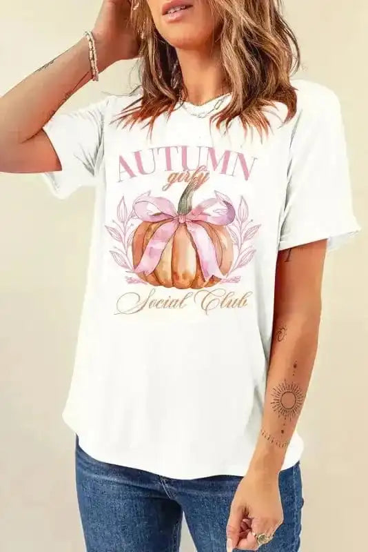 Graphic Tees Girly Pumpkin Bow T-Shirt