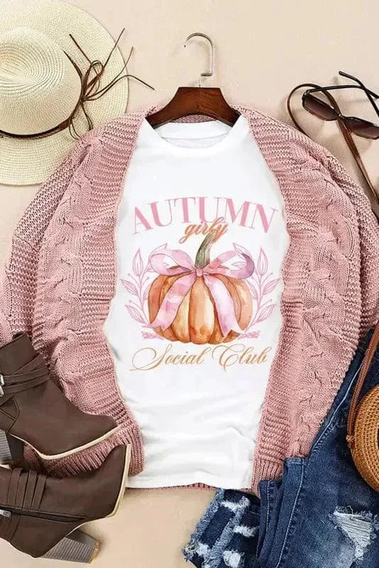 Graphic Tees Girly Pumpkin Bow T-Shirt