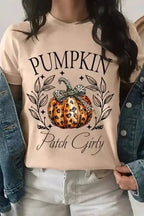 Graphic Tees Khaki / S / 62%Polyester+32%Cotton+6%Elastane PUMPKIN Leopard Bowknot T-Shirt