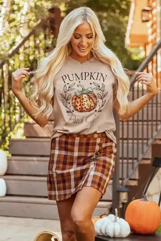 Graphic Tees PUMPKIN Leopard Bowknot T-Shirt