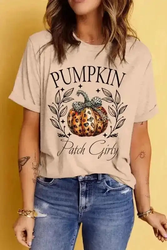 Graphic Tees PUMPKIN Leopard Bowknot T-Shirt