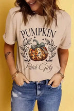 Graphic Tees PUMPKIN Leopard Bowknot T-Shirt