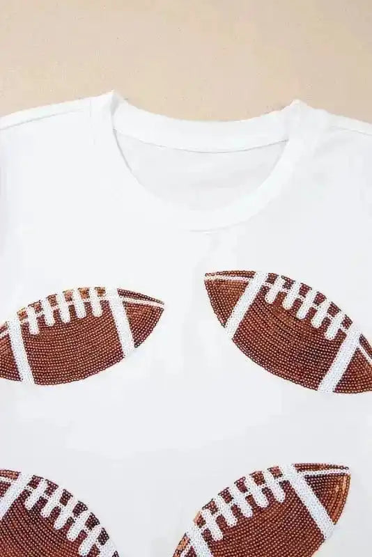 Graphic Tees Sequin Squad Rugby Cotton T-Shirt