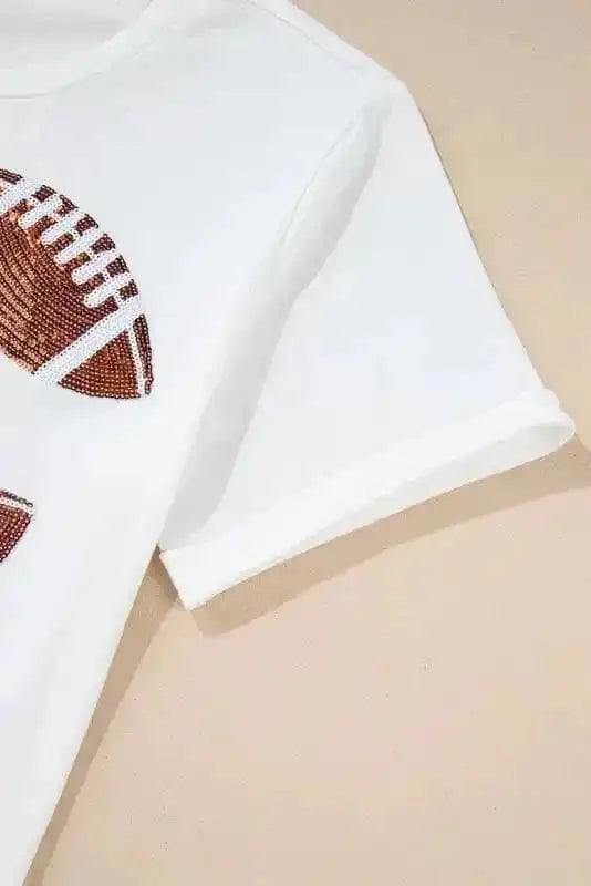 Graphic Tees Sequin Squad Rugby Cotton T-Shirt