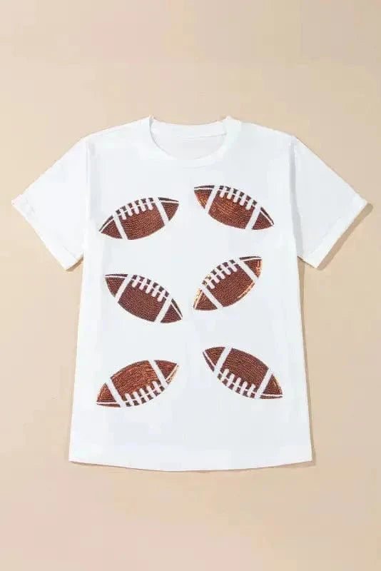 Graphic Tees Sequin Squad Rugby Cotton T-Shirt