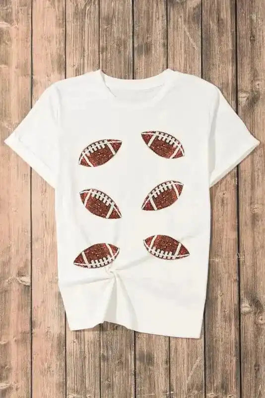 Graphic Tees Sequin Squad Rugby Cotton T-Shirt