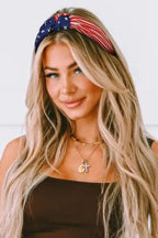 Hair Bands Multicolor / ONE SIZE / 100%Polyester Multicolor American Flag Bow Knot Wide Headband