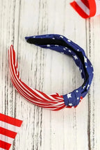 Hair Bands Multicolor / ONE SIZE / 100%Polyester Multicolor American Flag Bow Knot Wide Headband