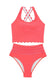 High Waist Swimsuits Scalloped Criss-Cross High Waist Bikini Set