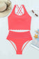 High Waist Swimsuits Scalloped Criss-Cross High Waist Bikini Set