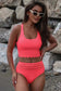 High Waist Swimsuits Scalloped Criss-Cross High Waist Bikini Set