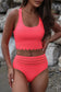 High Waist Swimsuits Scalloped Criss-Cross High Waist Bikini Set