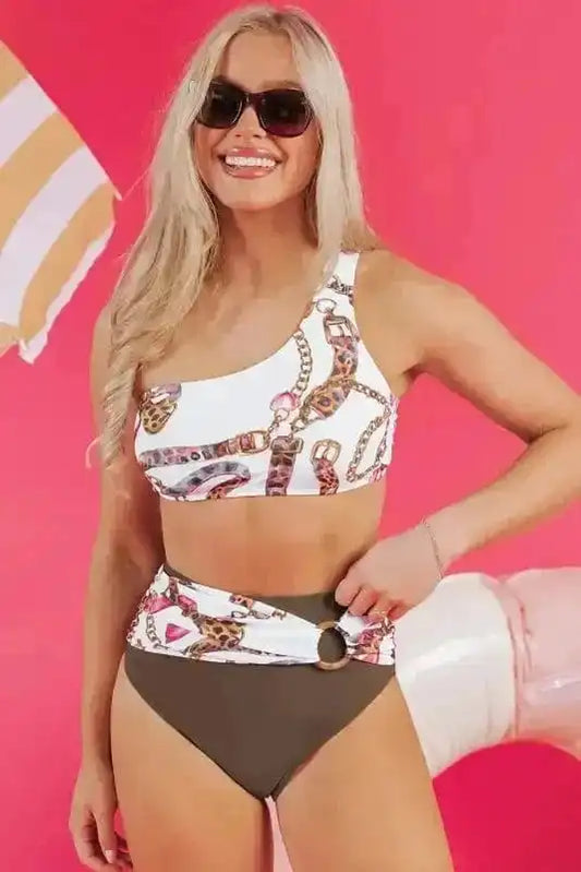 High Waisted Swimsuit Abstract Beauty Bikini