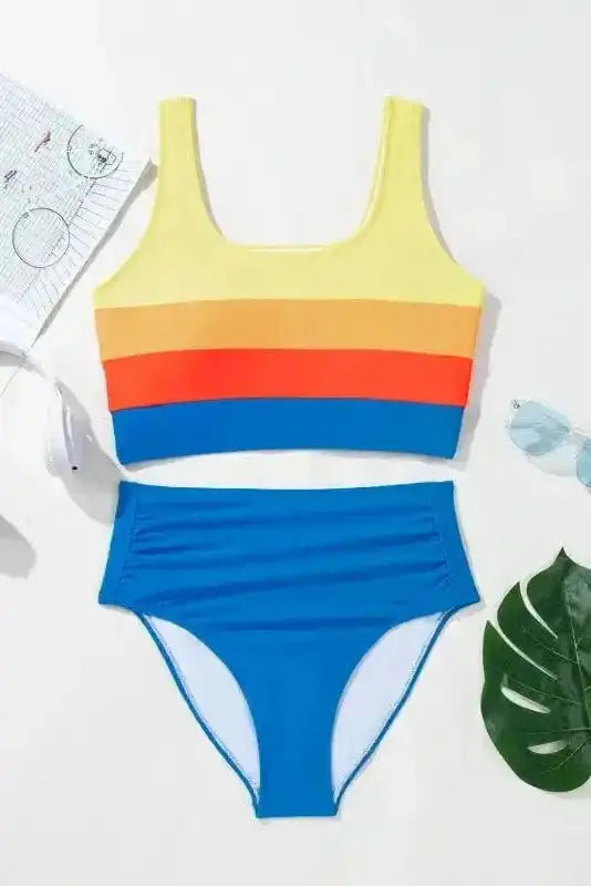 High Waisted Swimsuit Blue Wave High Waist Bikini