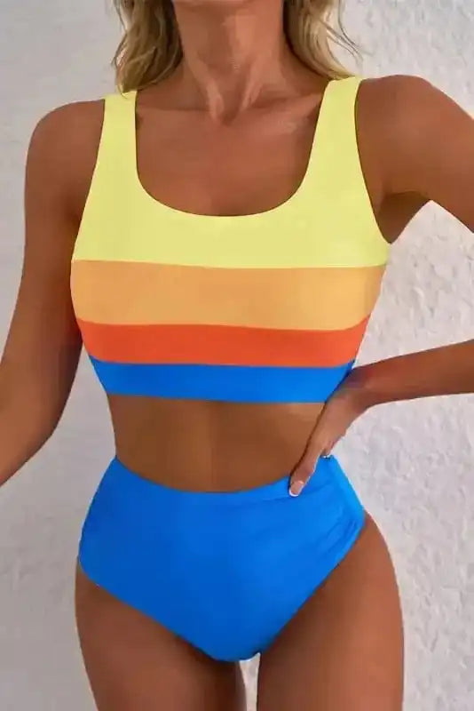 High Waisted Swimsuit Blue Wave High Waist Bikini