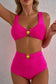 High Waisted Swimsuit Gold Shell Bikini Swimsuit - Rose Red