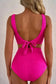High Waisted Swimsuit Gold Shell Bikini Swimsuit - Rose Red