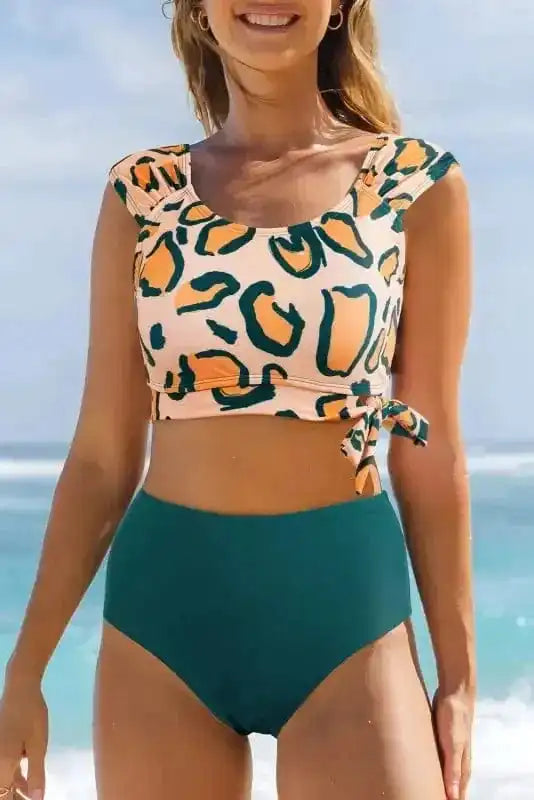 High Waisted Swimsuit Jungle Chic Bikini - High Waist