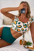 High Waisted Swimsuit Jungle Chic Bikini - High Waist