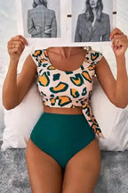 High Waisted Swimsuit Jungle Chic Bikini - High Waist