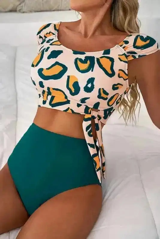 High Waisted Swimsuit Jungle Chic Bikini - High Waist